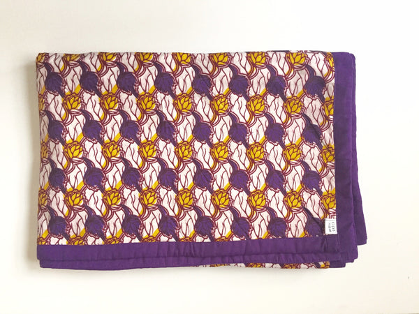 Violet Floral Wax Print Wholecloth Quilt
